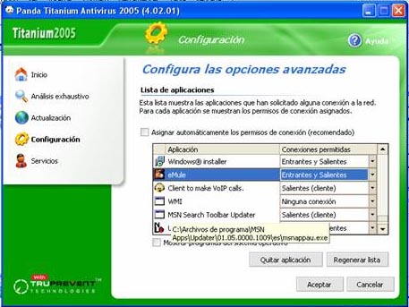 Firewall del Panda Titanium 2005
