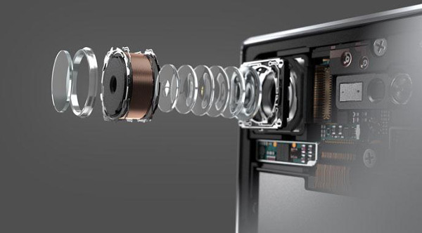 Esquema con el despiece de lentes y otros elementos de la cámara de un smartphone