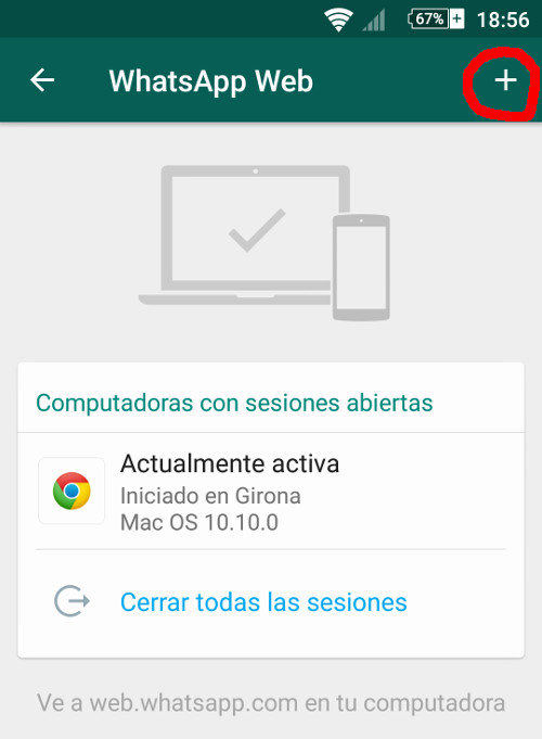 Pantalla de configuración de WhatsApp Web en el terminal