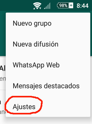 Debemos elegir la opción Ajustes