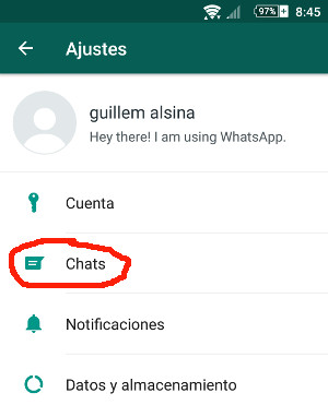 Opción Chats