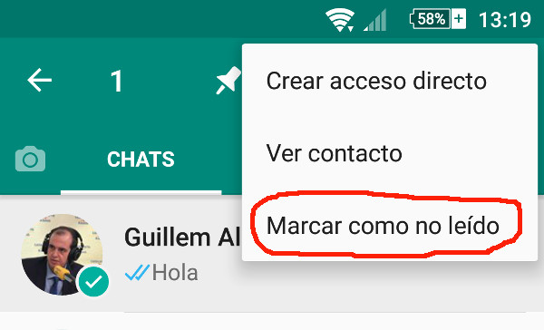 Marcando la conversación como leída