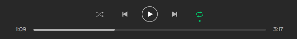 Cuando lo activamos con un sólo clic, repetirá la lista de reproducción que estemos escuchando, todas las canciones una tras otra