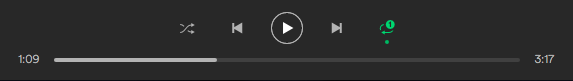 Cuando lo pulsemos por segunda vez, quedará marcado para repetir la misma canción (y sólo una) en bucle una y otra vez hasta que paremos, cerremos el programa, o hagamos doble clic sobre otra canción. En este último caso, y si no desactivamos la opción de repetición, repetirá dicha otra nueva canción una y otra vez en bucle