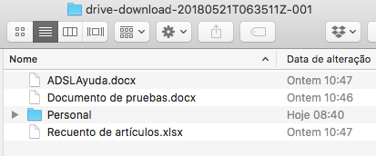 Resultado de decsrgar y descomprimir los archivos que tenemos en la nube de Google