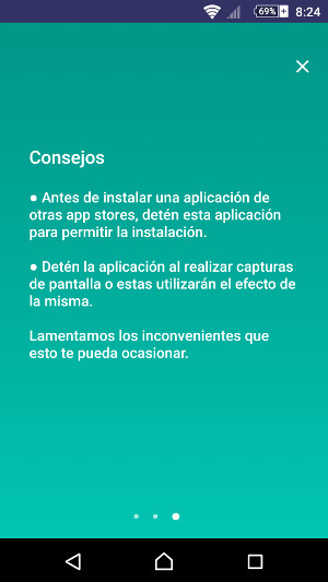 Tercera pantalla de la instalación del filtro de luz azul