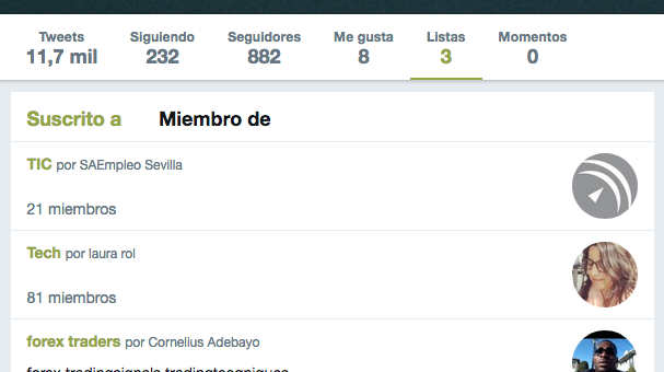 Listas en las que estamos incluidos
