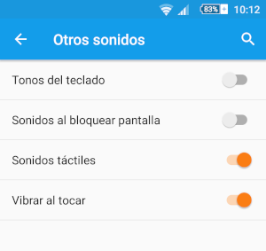Opciones de sonidos y vibraciones