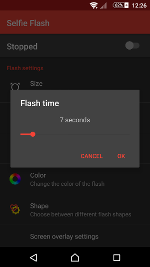 Tiempo de presentación del flash