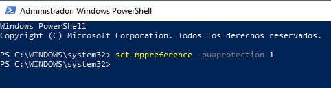 Línea de comandos para configurar una mayor protección en Windows Defender