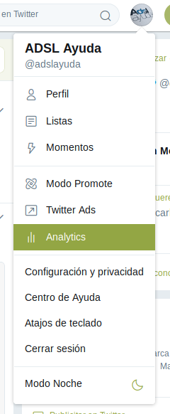 Menú del perfil