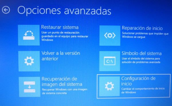 Configuración de inicio