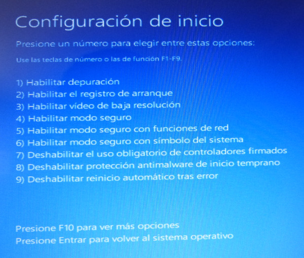 Las diversas opciones de arranque de Windows para solucionar problemas del sistema