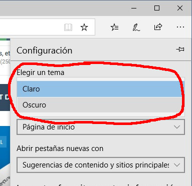 Seleccionando el modo oscuro