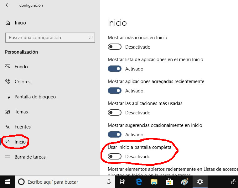 Primero debemos hacer clic sobre el elemento de la izquierda y, cuando se despliega el contenido que vemos a la derecha, buscar el elemento destacado y activarlo