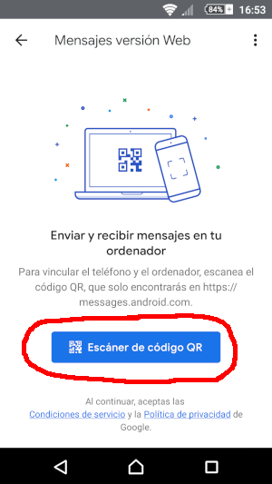 Botón que debemos pulsar para entrar a escanear el código QR de emparejamiento