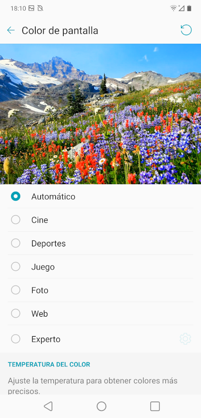 Selección del Color de Pantalla