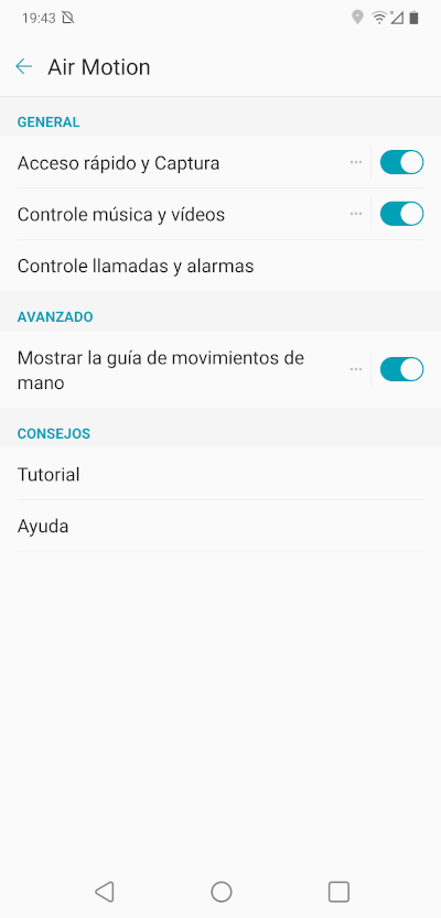 Configuración de las funcionalidades de Air Motion