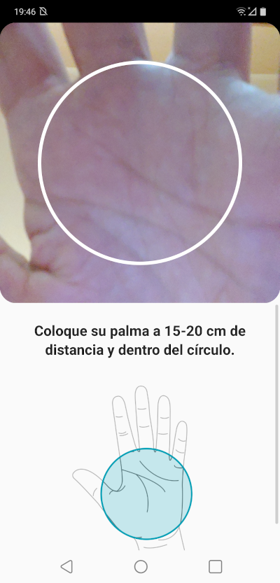 Registrando nuestra mano para poder desbloquear el terminal