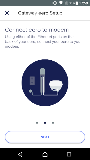 Segundo paso: conectamos el Eero al módem de cable