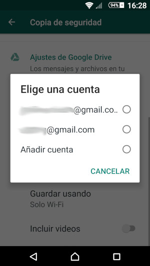 Elección cuenta de Google